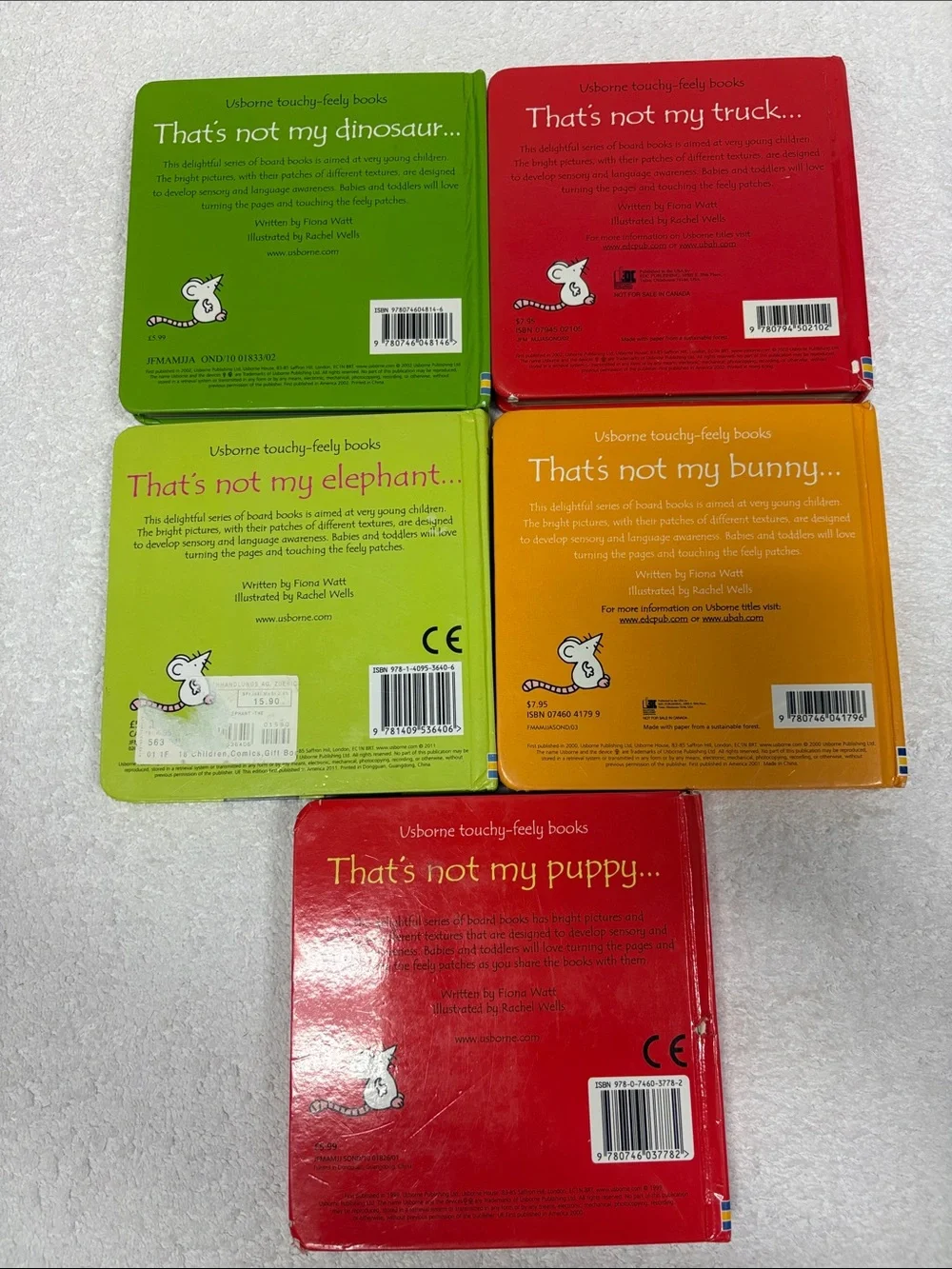 UsBorne Touchy-Feely that’s not my dinosaur truck bunny puppy board books